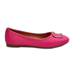 Ballerines en cuir écologique fuchsia Enicoria avec décoration rose